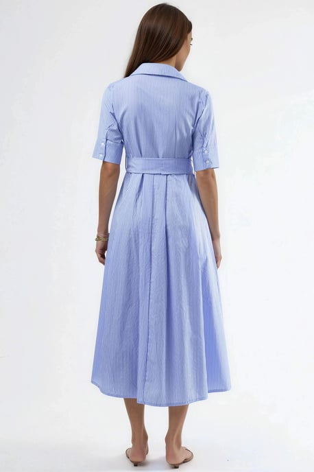 Gurtgetragenes gestreiftes Midi-Hemdkleid - Image 3