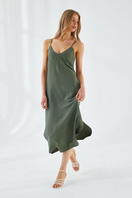 V-Ausschnitt Schlitz-Midi-Kleid - Image 2