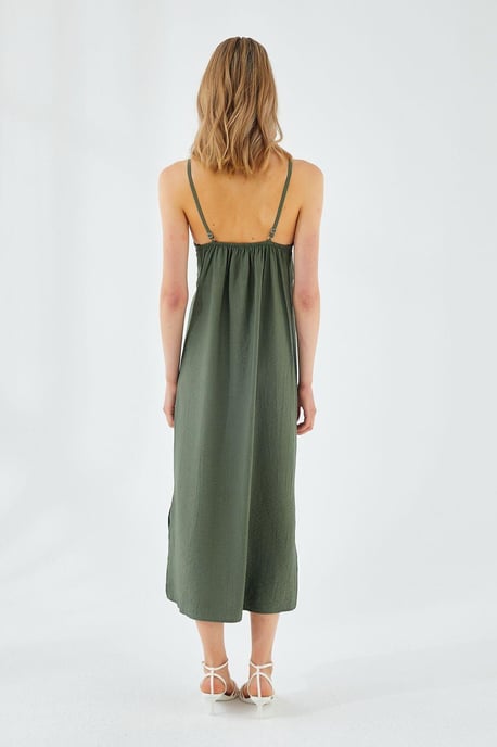 V-Ausschnitt Schlitz-Midi-Kleid - Image 5