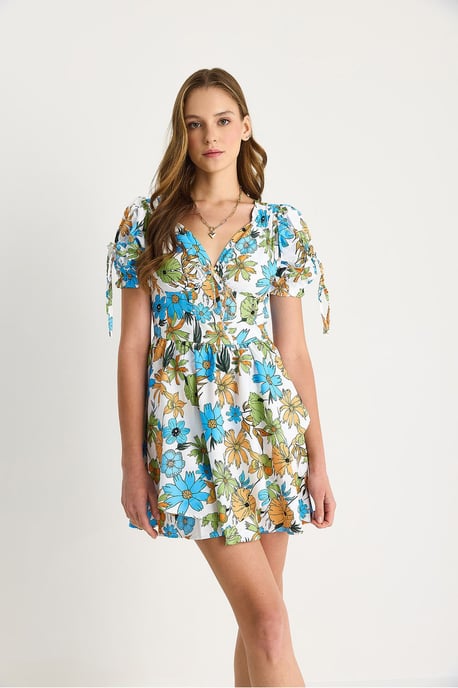 Bedrucktes V-Ausschnitt Midi-Kleid mit Ausschnitten - Image 3