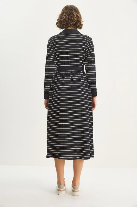 Gestreiftes Midi-Kleid mit Hemdkragen - Image 6