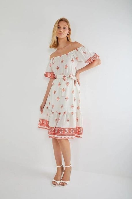 Blumiges Off-Shoulder Midi-Kleid - Image 3