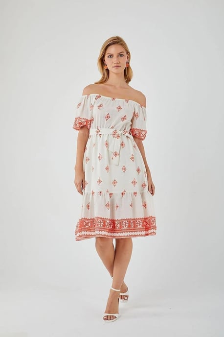 Blumiges Off-Shoulder Midi-Kleid - Image 5