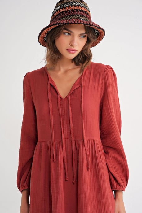 V-Ausschnitt Midi-Kleid mit Bindeband - Image 2