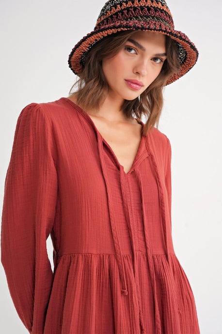 V-Ausschnitt Midi-Kleid mit Bindeband - Image 4
