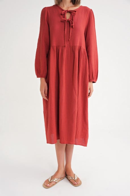 V-Ausschnitt Midi-Kleid mit Bindeband - Image 6