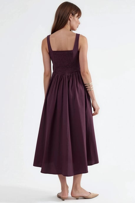 Midi-Kleid mit quadratischem Kragen und Knopfdetails - Image 3