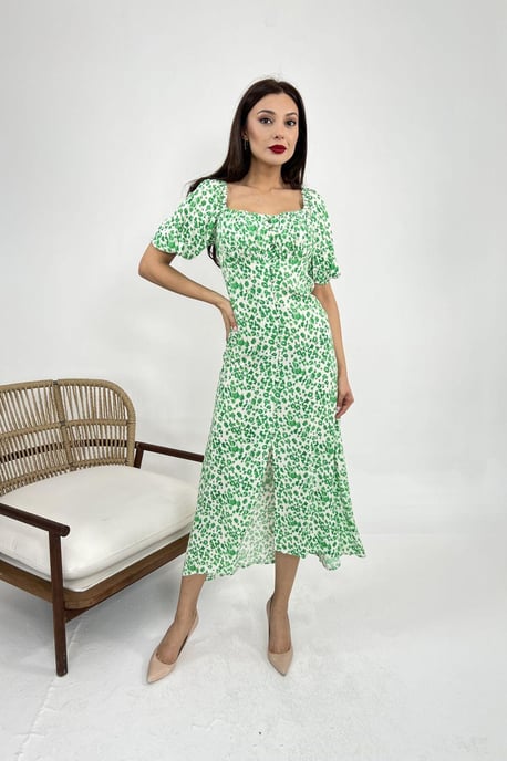 Mustered Midi-Kleid mit quadratischem Kragen - Image 3