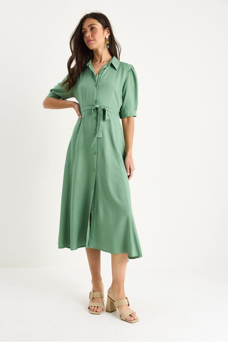 Midi-Kleid mit Knopfverschluss und Hemdkragen - Image 2