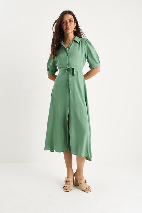 Midi-Kleid mit Knopfverschluss und Hemdkragen - Image 3