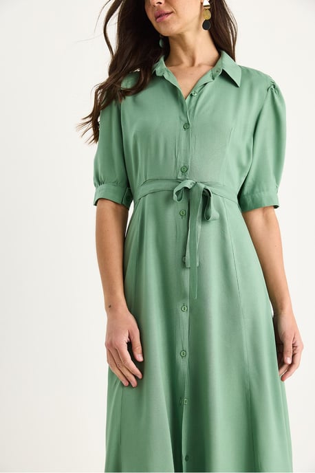 Midi-Kleid mit Knopfverschluss und Hemdkragen - Image 4