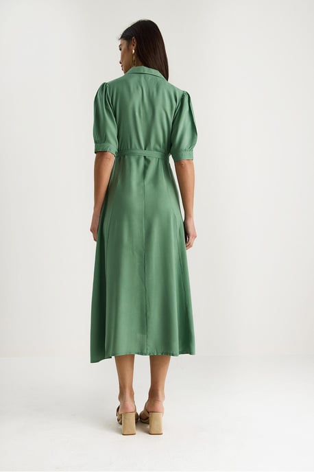 Midi-Kleid mit Knopfverschluss und Hemdkragen - Image 5