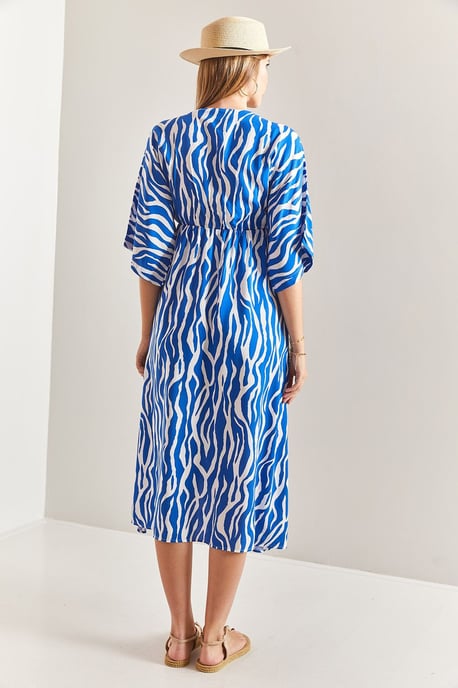 Bedrucktes V-Ausschnitt-Midi-Kleid mit Schlitz - Image 4