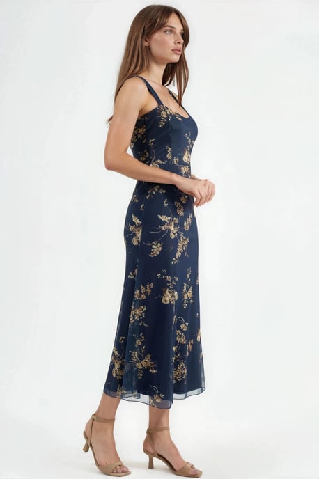 Blumen Midi-Kleid mit Herzkragen - Image 3
