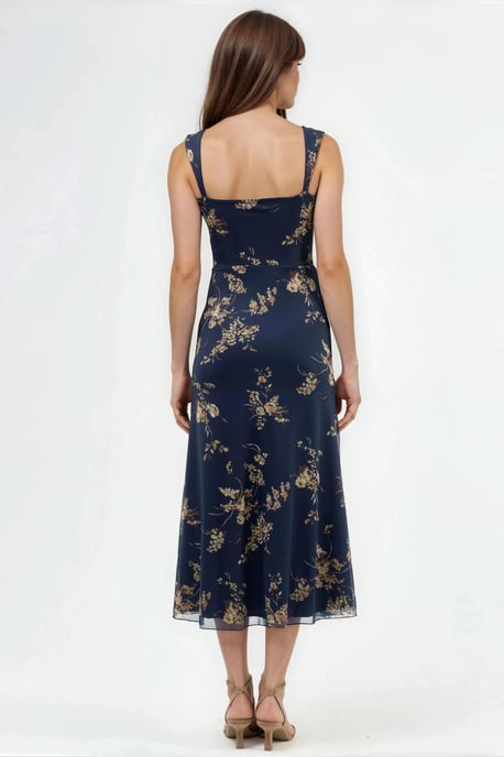 Blumen Midi-Kleid mit Herzkragen - Image 4
