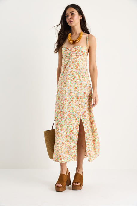 Blüten Midi-Kleid mit Schlitz - Image 3