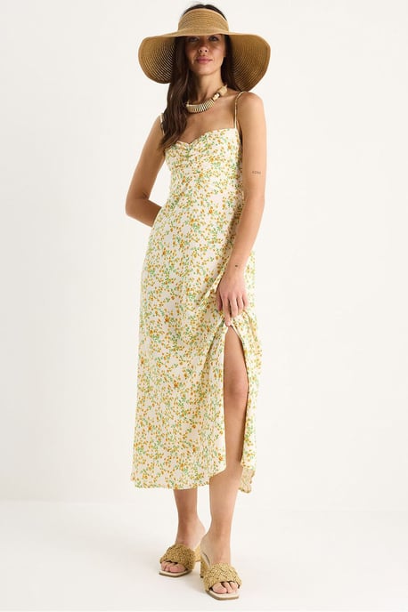 Blühendes Midi-Kleid mit Schlitz - Image 1