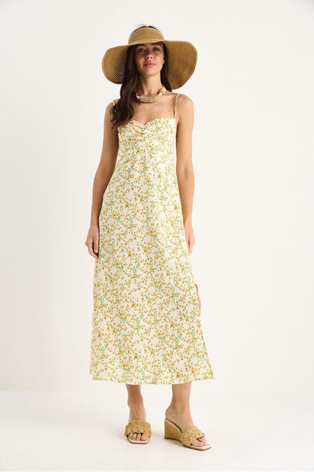 Blühendes Midi-Kleid mit Schlitz - Image 2