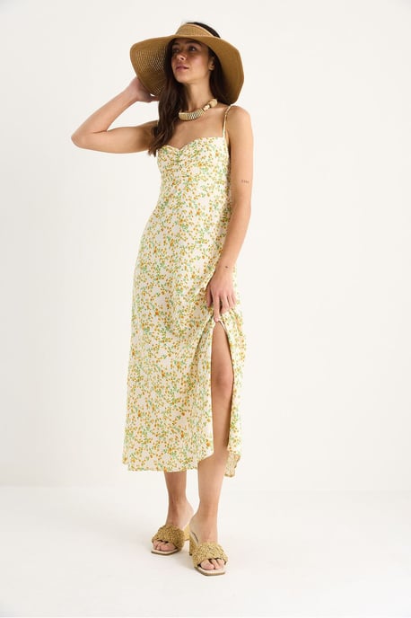Blühendes Midi-Kleid mit Schlitz - Image 3