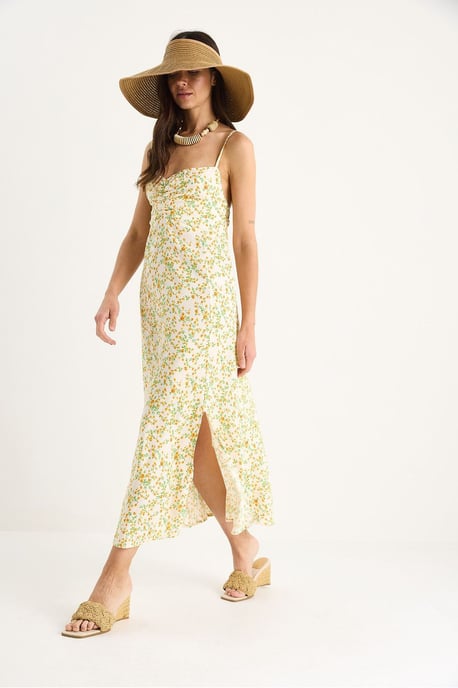 Blühendes Midi-Kleid mit Schlitz - Image 4