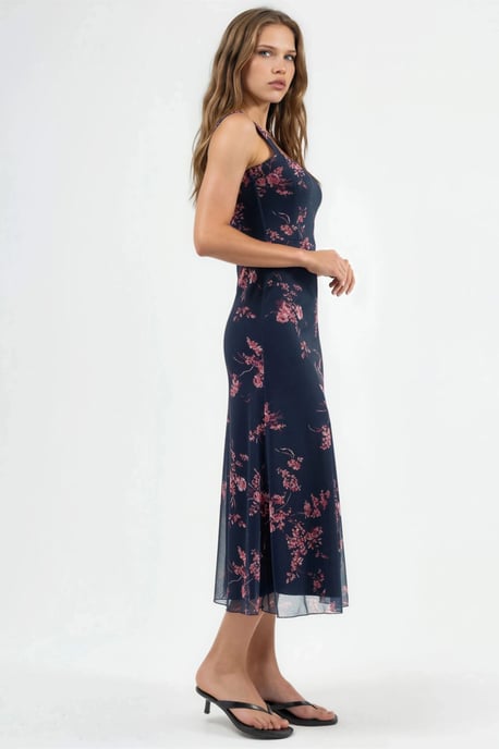 Blumiges Midikleid mit Herzkragen - Image 2