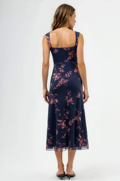 Blumiges Midikleid mit Herzkragen - Image 4