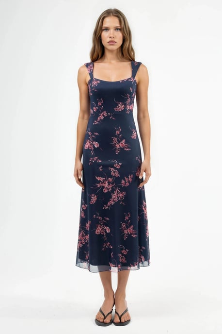 Blumiges Midikleid mit Herzkragen - Image 6