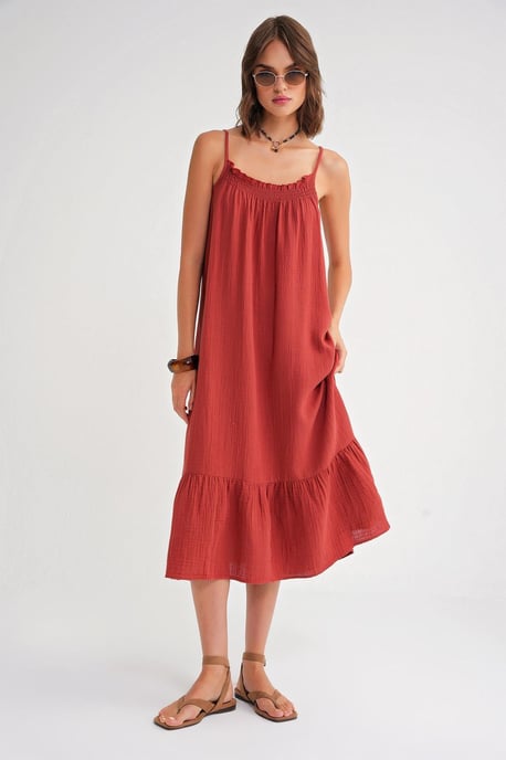 Midi Musselin Kleid mit Rüschendetail - Image 4