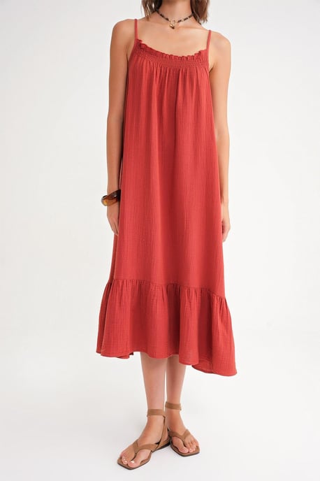 Midi Musselin Kleid mit Rüschendetail - Image 6