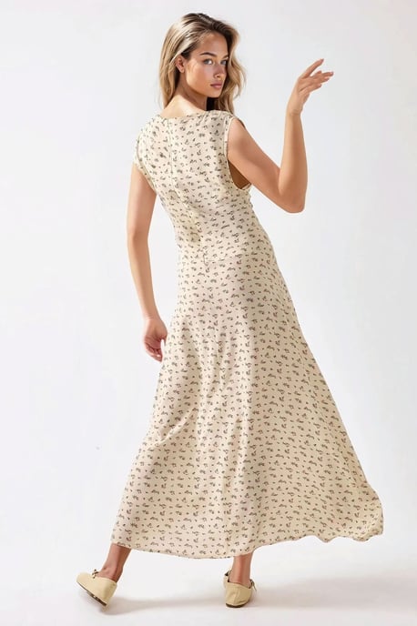 Blumiges V-Ausschnitt Midikleid - Image 6
