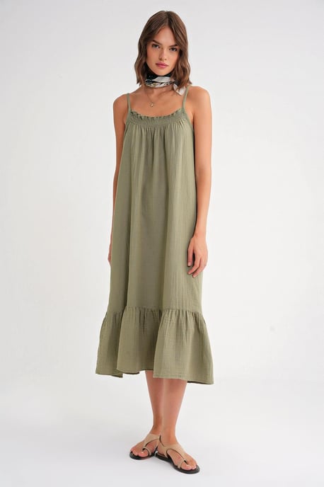 Midi Musselin Kleid mit Rüschendetail - Image 2