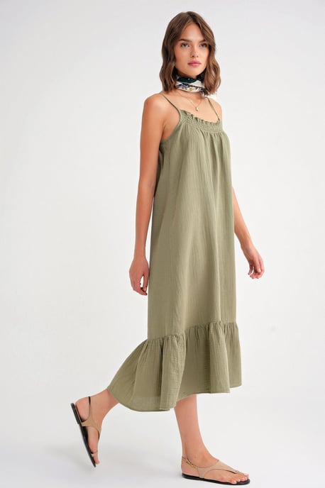 Midi Musselin Kleid mit Rüschendetail - Image 3