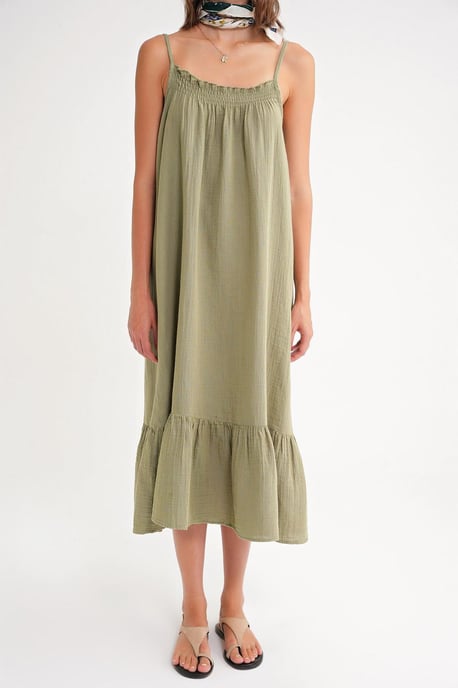 Midi Musselin Kleid mit Rüschendetail - Image 6