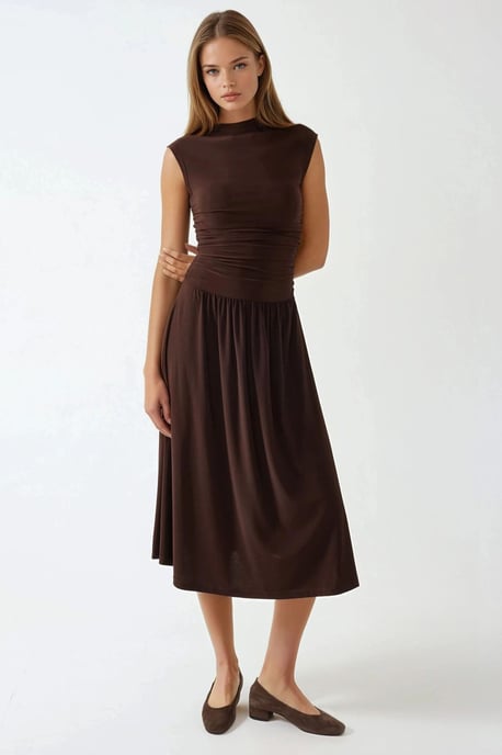 Komfort Fit Midi-Kleid mit Rundhalsausschnitt - Image 1