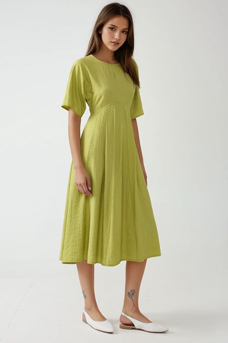 Midi A-Linienkleid mit Rundhalsausschnitt - Image 2