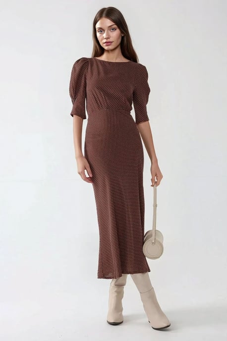 Punkte-Muster Tailliertes Midi-Kleid - Image 2