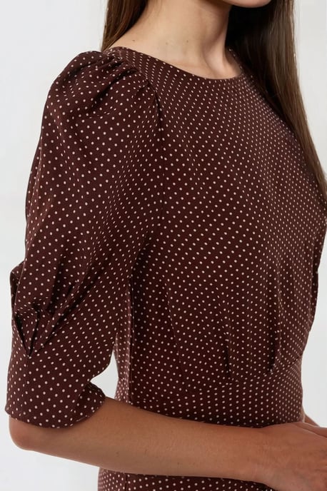 Punkte-Muster Tailliertes Midi-Kleid - Image 3
