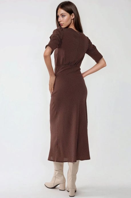 Punkte-Muster Tailliertes Midi-Kleid - Image 4