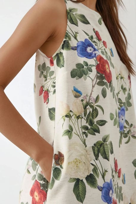 Leinen-Optik Ärmelloses Kleid mit Rundhalsausschnitt in Midi-Länge - Image 6