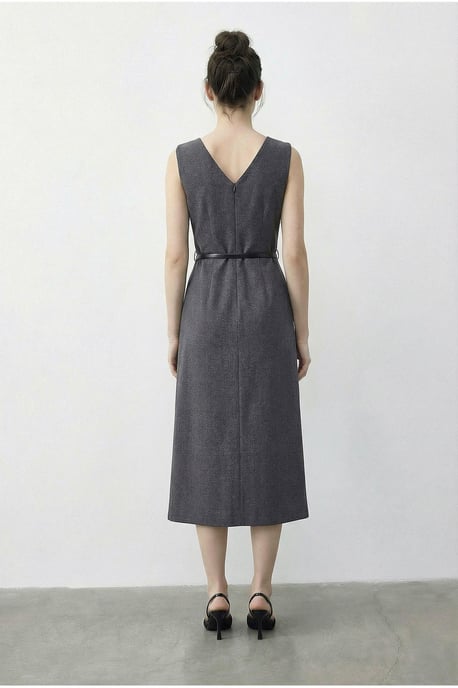 Belted Midi Bleistiftkleid mit Bootsausschnitt - Image 4
