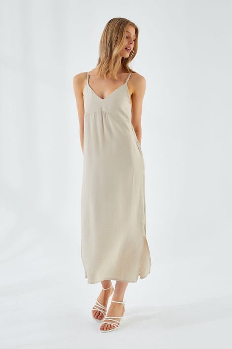V-Ausschnitt Schlitz-Midi-Kleid - Image 2