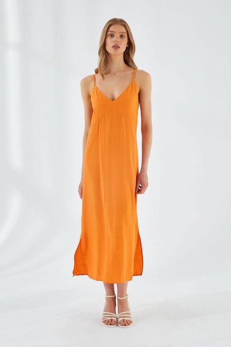 V-Ausschnitt Schlitz-Midikleid - Image 1