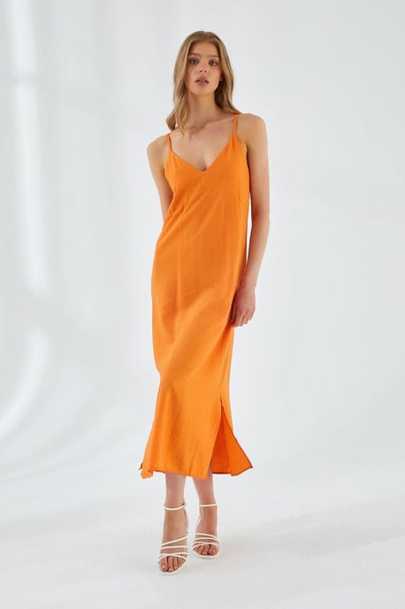 V-Ausschnitt Schlitz-Midikleid - Image 3