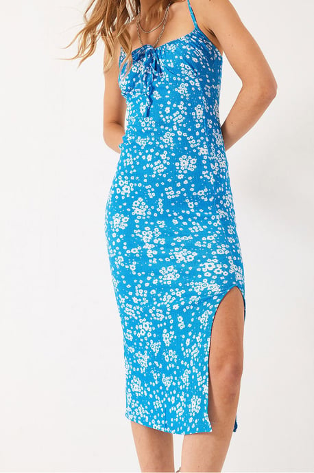 Midi-Kleid mit Schlitz und floralem Print - Image 5