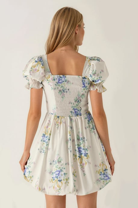 Blumenkleid im A-Linie mit Bindegürtel - Image 3