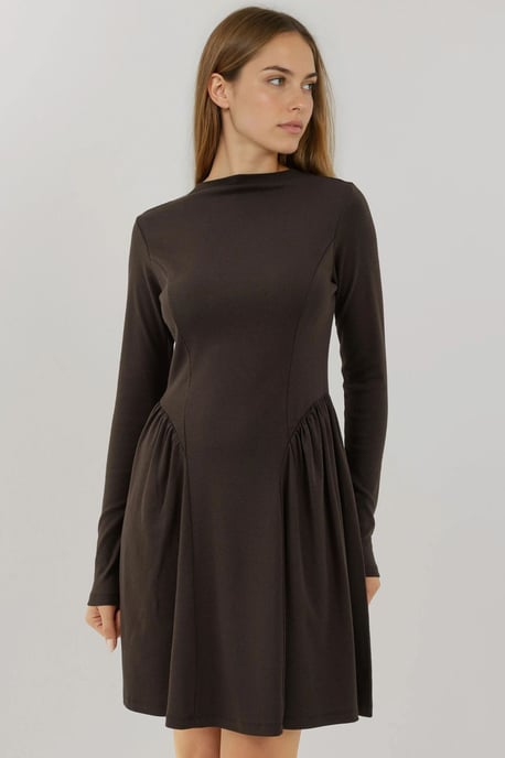 Weiches strukturiertes Boot Neck Mini Kleid - Image 5
