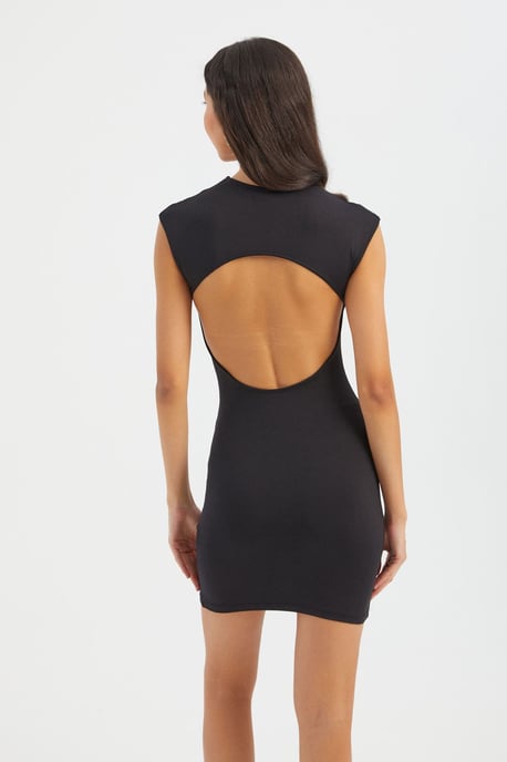 Kleid mit Rundhalsausschnitt und kurzen Ärmeln im Mini-Bodycon-Stil mit einem Rückenausschnitt - Image 6