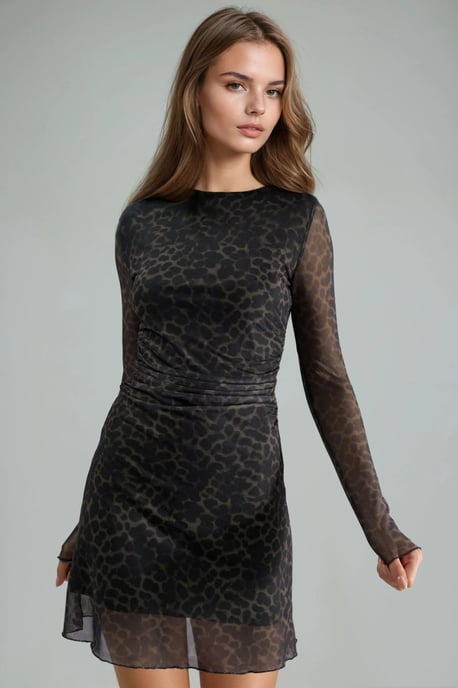 A-Linien Leopardenmuster Mini-Kleid - Image 1