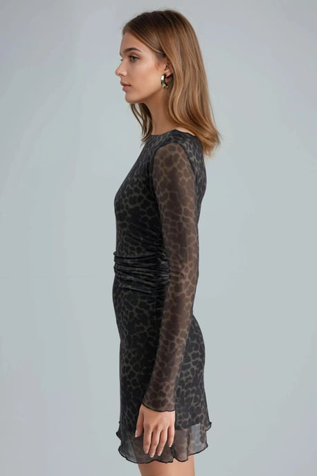 A-Linien Leopardenmuster Mini-Kleid - Image 2