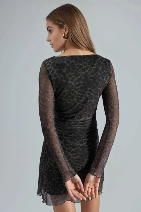 A-Linien Leopardenmuster Mini-Kleid - Image 3